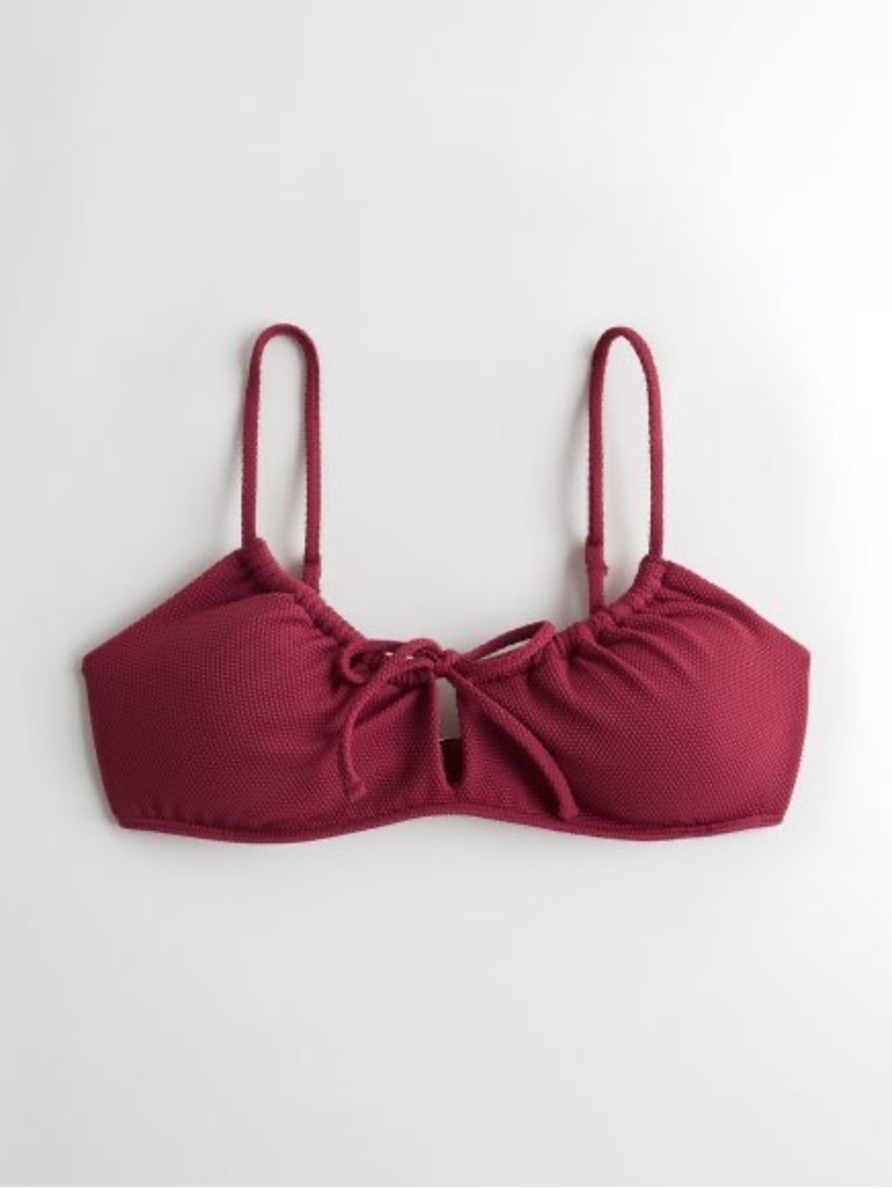 Hollister Burgundy Textured Tie-Front Bikini Top